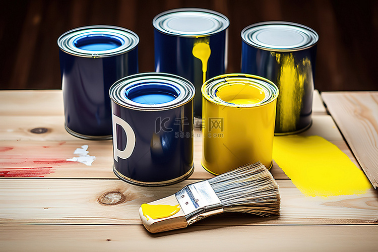油漆罐 画笔 画家和油漆