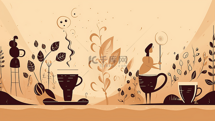 咖啡文化背景插画