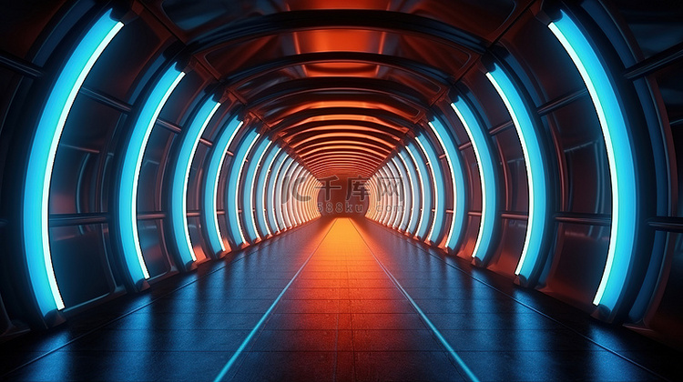 抽象发射隧道走廊隧道 3d 效果图