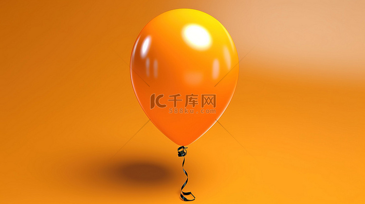 充满活力的橙色色调的 3d 气球