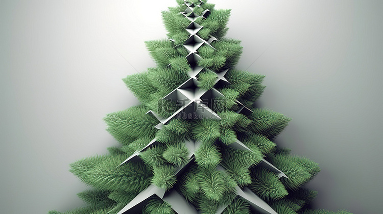 3D 渲染的圣诞树形成背景，有
