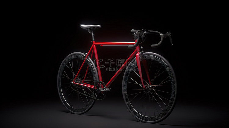 运动型红色自行车 3D 渲染在