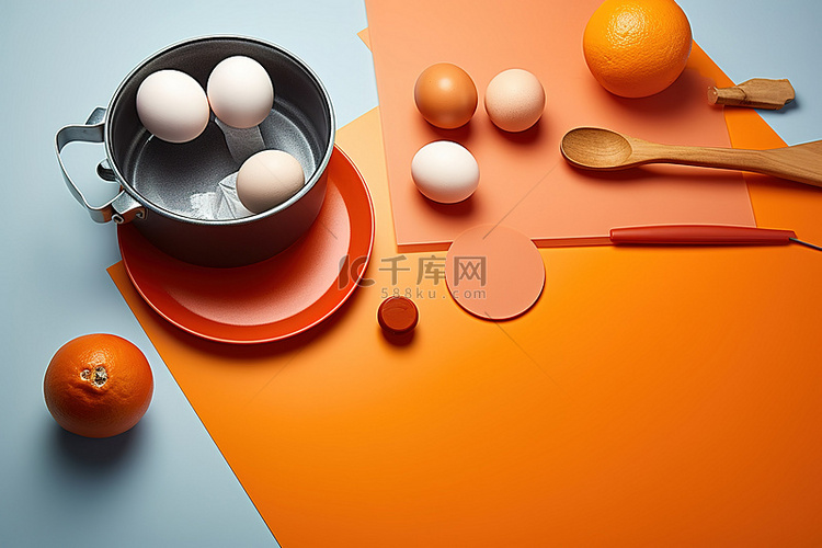 橙色厨房垫用于烘烤炒菜的工具