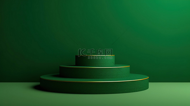 绿色背景上简约讲台的 3d 渲染