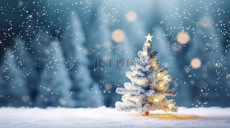 白雪皑皑的圣诞树，具有充足的复
