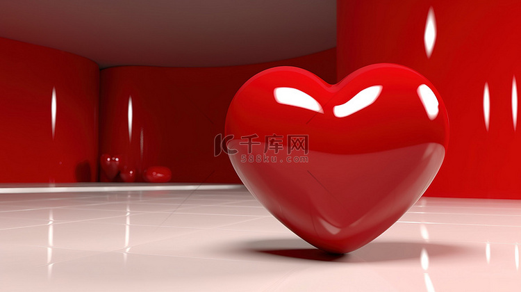 以大胆的红色色调呈现一颗心的 