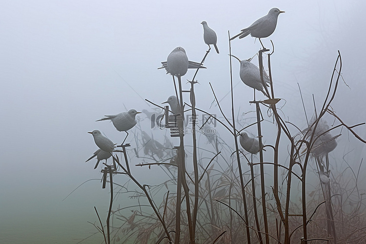 人们可以听到鸟儿在雾蒙蒙的背景