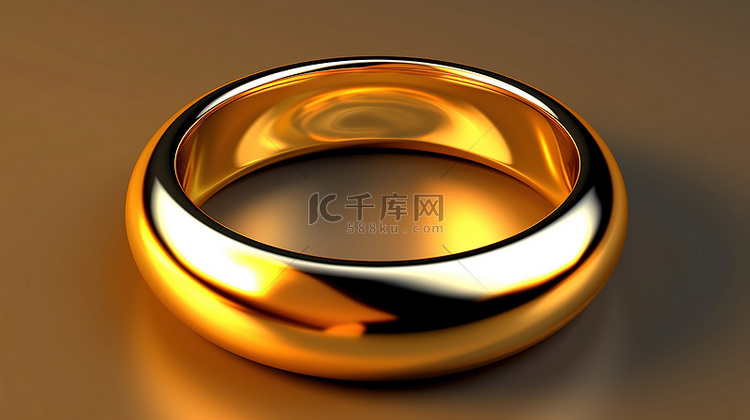 闪闪发光的金戒指的 3d 渲染