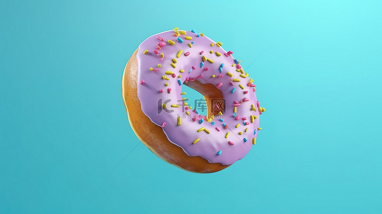孤立的彩色甜甜圈在 3D 渲染