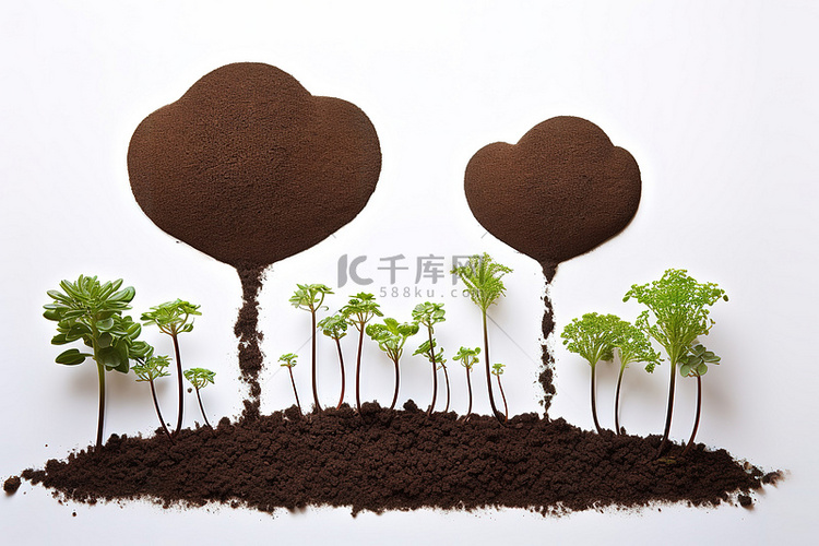 种植园概念作为土壤中不同植物的