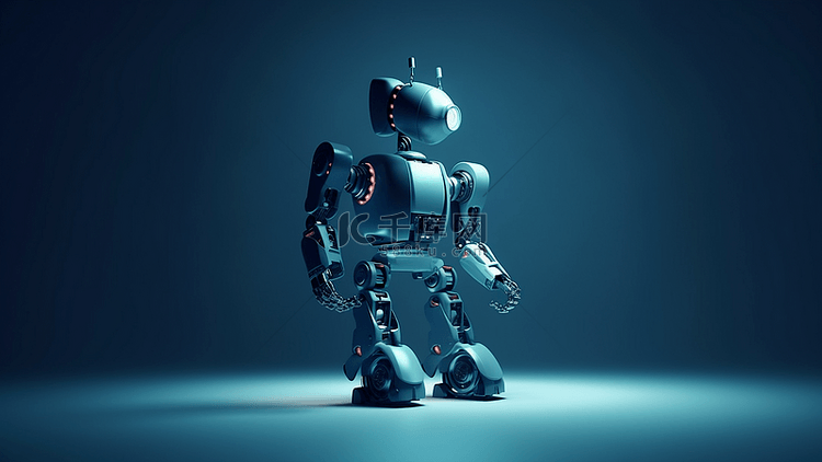 机器人可爱蓝色背景