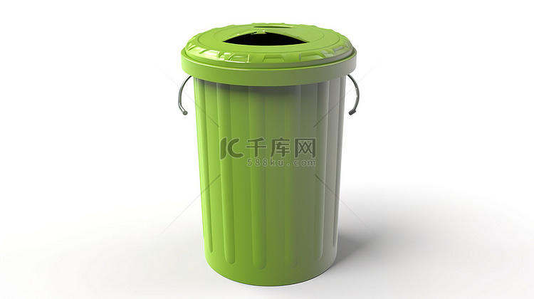 用于废物处理的浅绿色垃圾桶的孤
