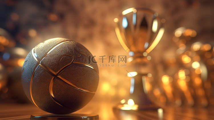 附近有篮球的金色奖杯的特写 3