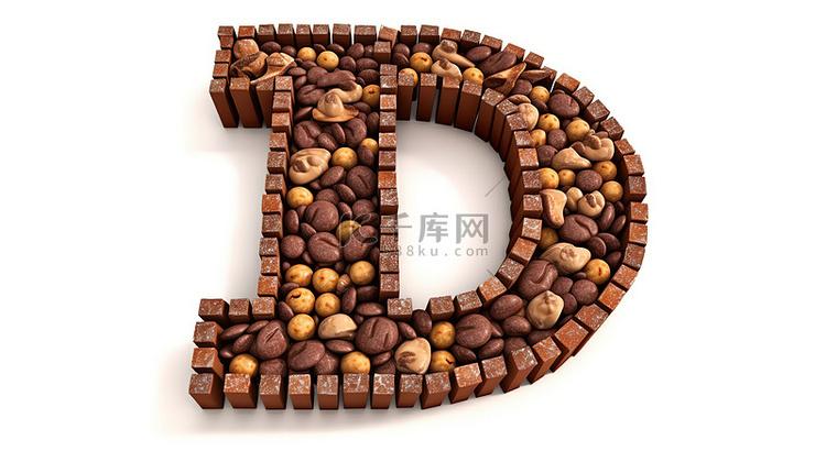 美味的展示巧克力片字母表 3D