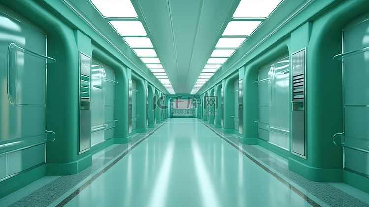 虚拟宇宙未来主义前沿医院走廊的