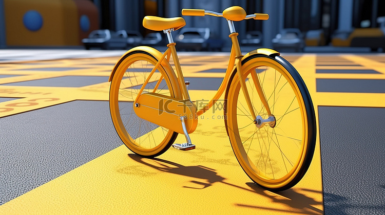 发光自行车 发光自行车的 3D 渲染