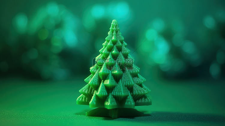 充满活力的绿色 3D 打印圣诞