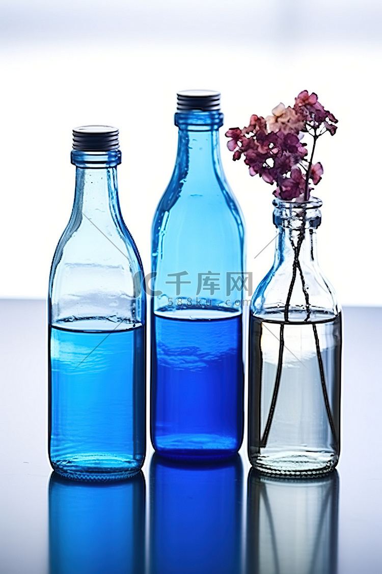 4 件套 3 件套玻璃瓶蓝色花瓶
