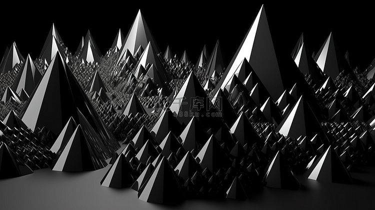 带有 3D 渲染三角形簇的抽象
