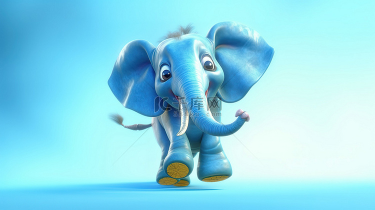 充满活力的 3D 大象从事有趣