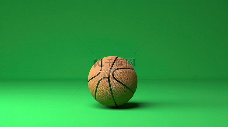 绿色色键屏幕上的 3D 渲染篮球