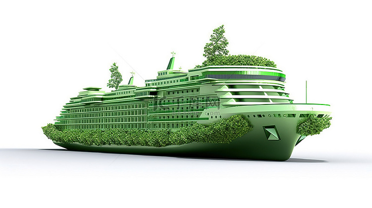 可持续航运的绿色船舶概念 3d