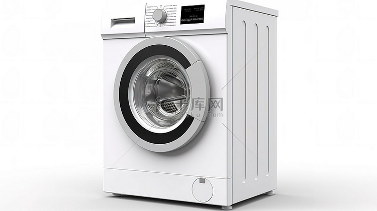 白色背景洗衣机 3d 渲染隔离