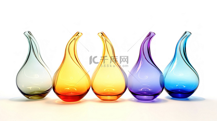 色彩鲜艳的玻璃花瓶采用抽象设计