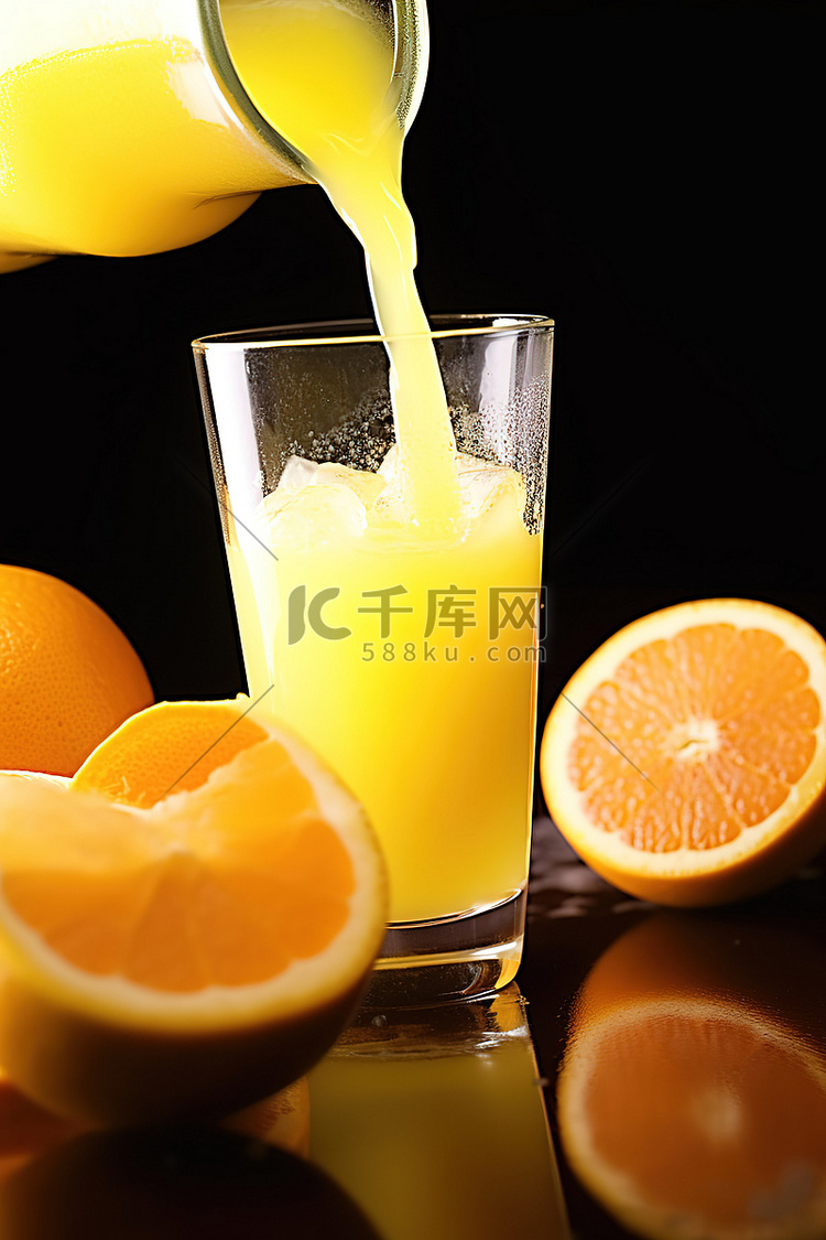 一杯橙汁从一杯橙子里倒出来