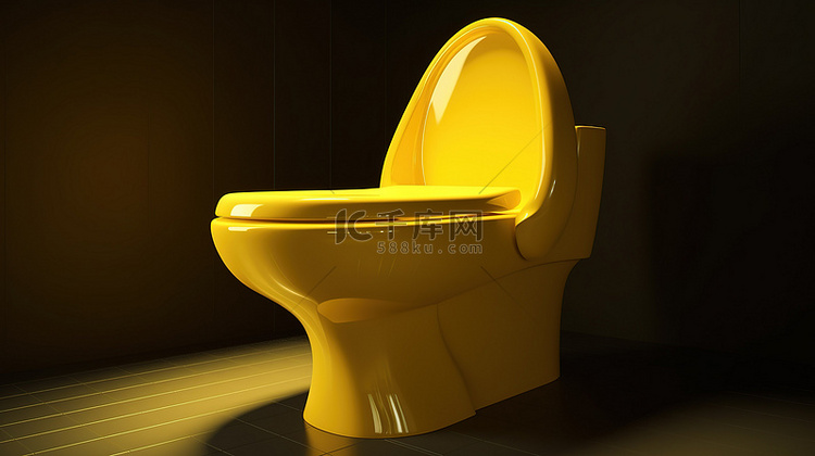 孤立的 3D 黄色瓷厕所，带衣