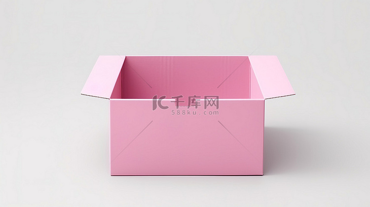 白色背景上未占用的粉色纸板箱的