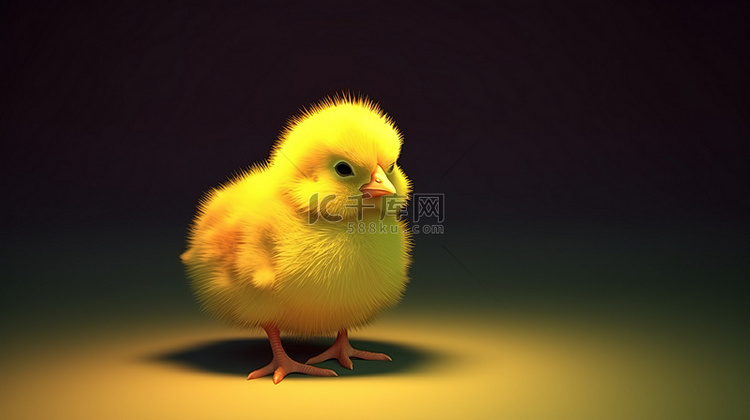 在 3d 中可视化的黄色小鸡