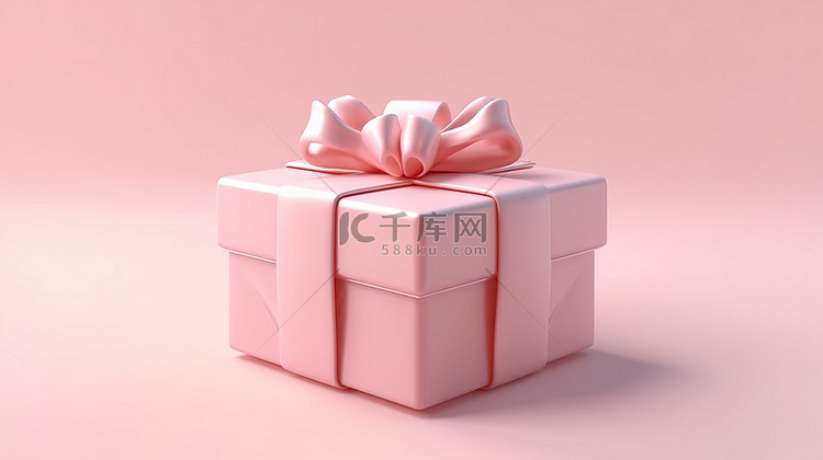 3D可视化甜美精致的粉色礼盒