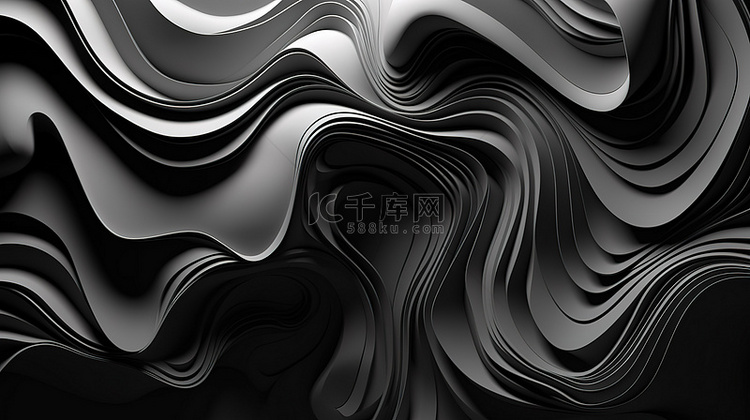 轮廓纸艺术黑色和白色 3d 渲