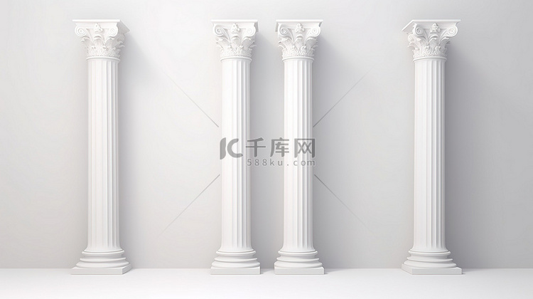 3D 渲染的白色建筑垂直柱