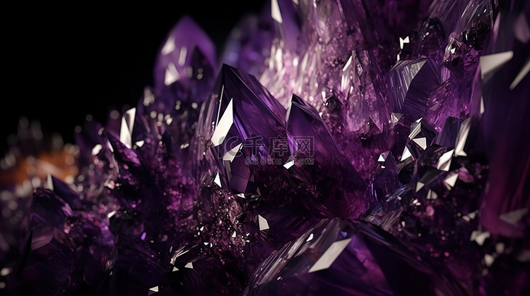 3d 渲染中的抽象紫色紫水晶水