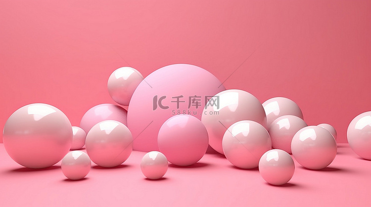 3D 渲染背景上的粉红色圆形形