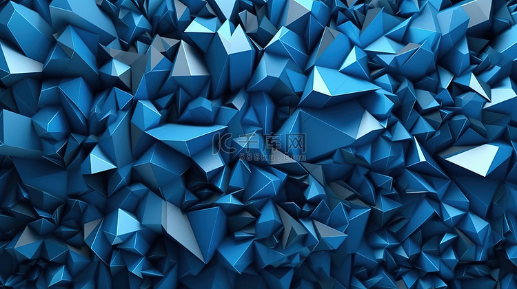 蓝色抽象三角形背景的坚韧 3D