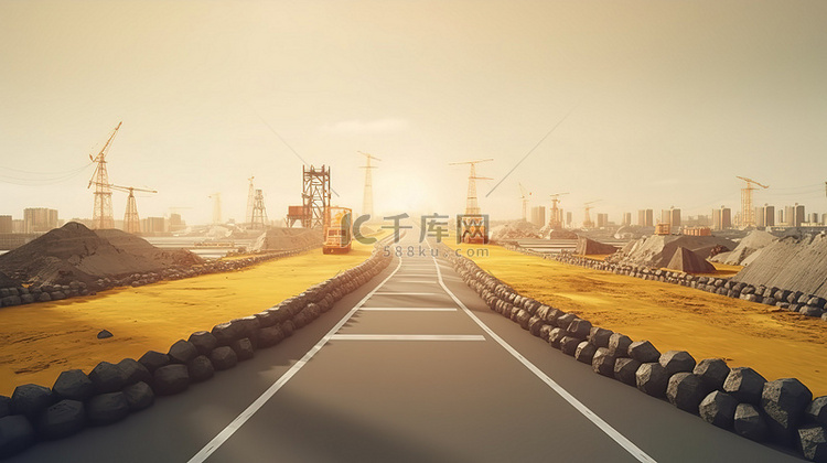 无限的道路设计广告 3D 插图