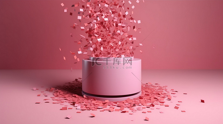 产品展示在粉红色 3d 讲台上