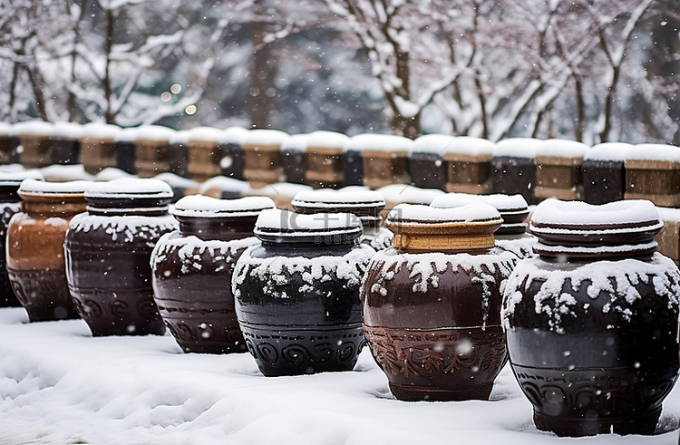 许多骨灰盒矗立在雪地里