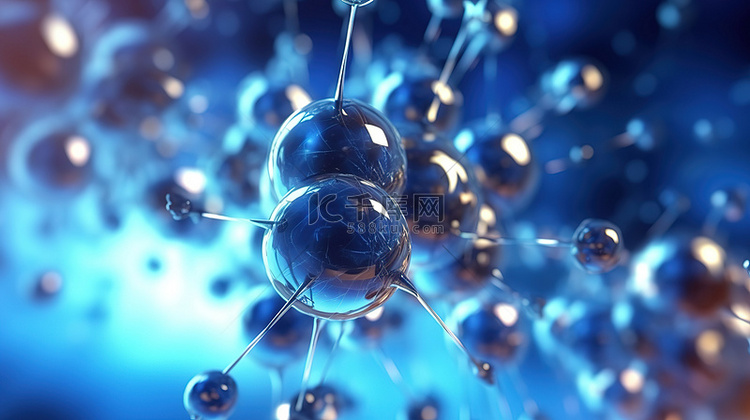 蓝色发光背景下科学概念分子结构