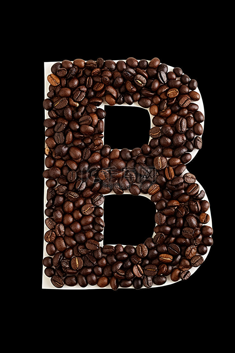 白色背景上由咖啡豆制成的黑色字