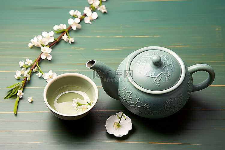 绿茶有白色的花和叶子
