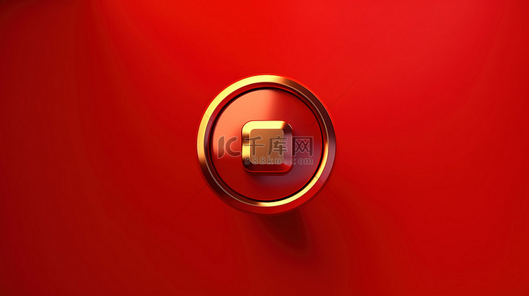 红色背景上通知符号的 3d 渲染