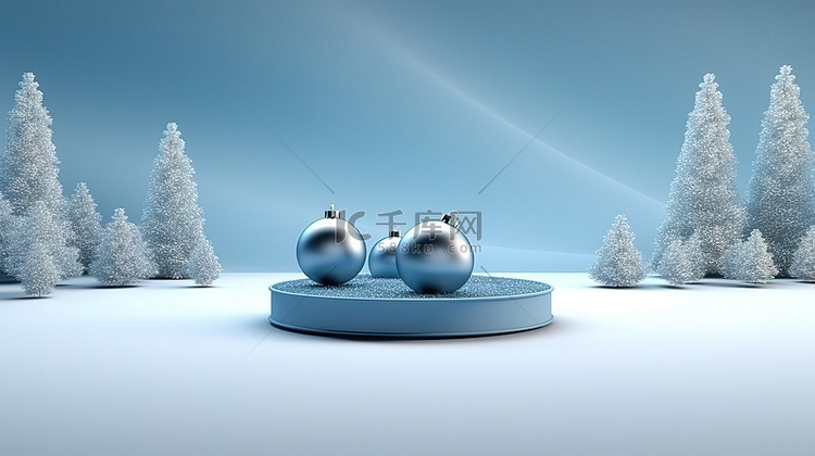 圣诞节和新年的喜悦 3d 蓝色