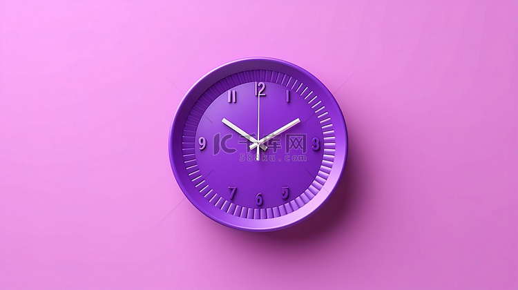 时尚简约的 3D 紫色挂钟，白
