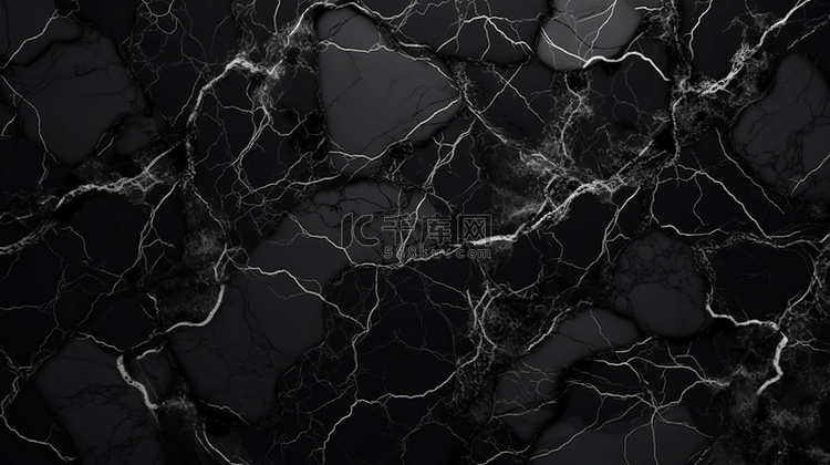 豪华 3D 渲染黑色大理石图案