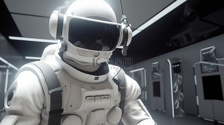 虚拟世界冒险 3D 渲染宇航员