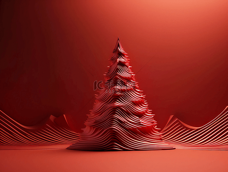抽象线条圣诞树新年节日广告背景